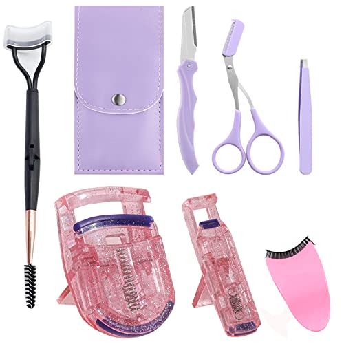 7 In 1- Eyelash Curlers,Double Headed Folding Eyelash Brush,Eyelash Comb Is Suitable For Eyelash Separator,Lash Clip Applicator,Eyebrow Scissors Razor,Eyelashes Application Tool Kit & Eyebrow Kit #TOP30