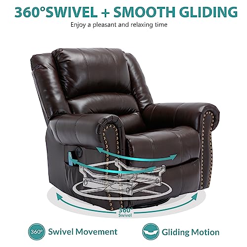 Sillón reclinable giratorio masaje Marrón oscuro miniatura 4
