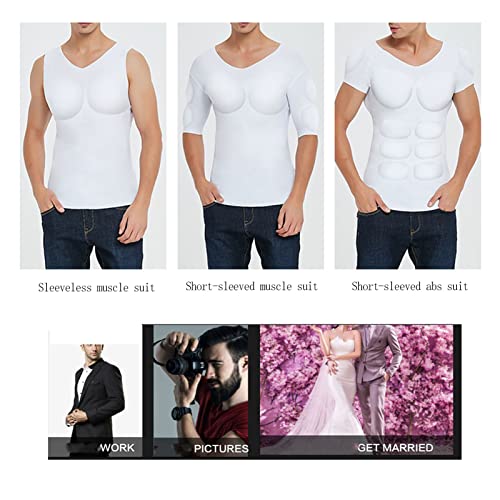 Men Fake Muscles Vest Shaper Padded Chest Undershirts for Build Realistic Muscles Underwear2