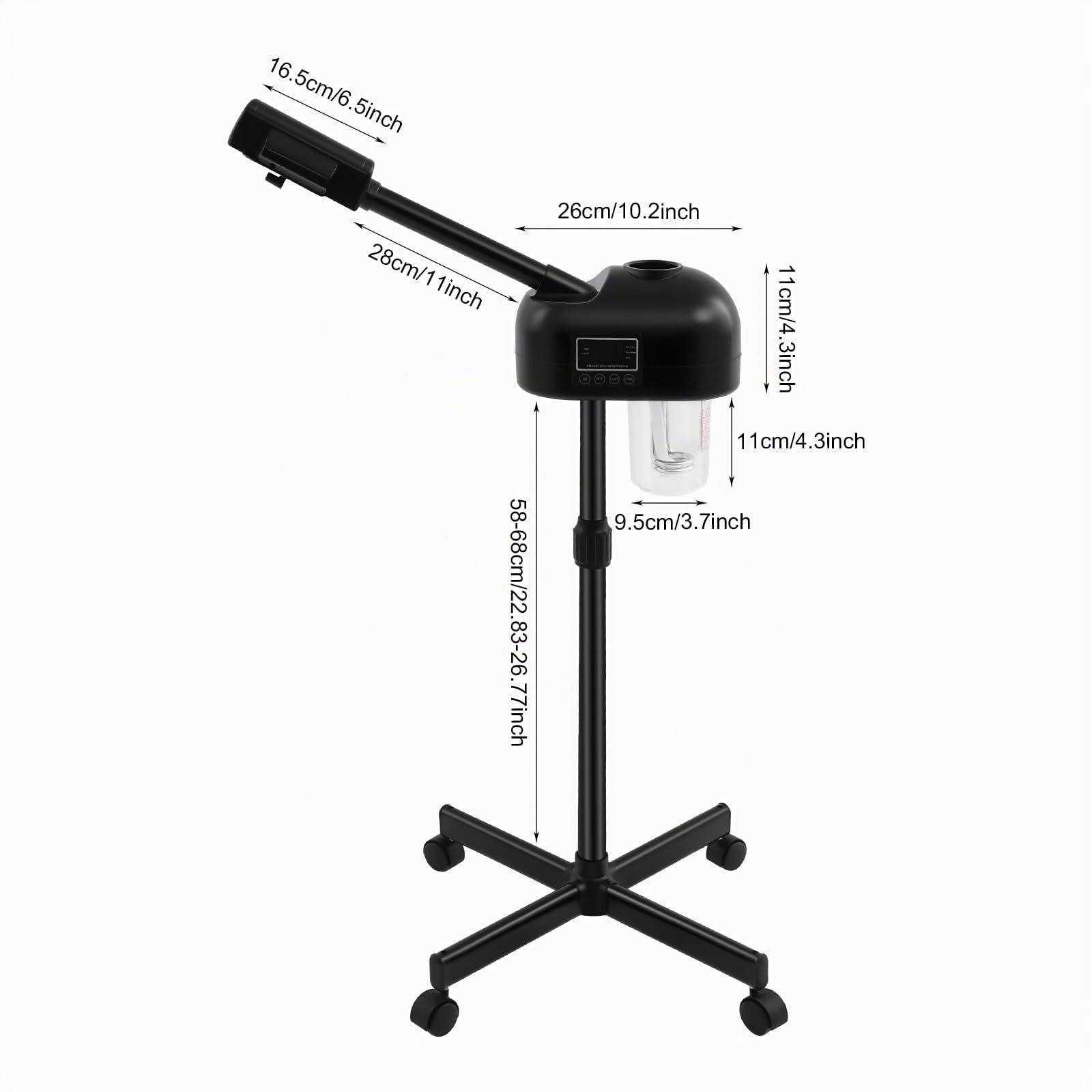 MINRS Vapozon vaporizzatore per il viso, 750 W, con ozono, dispositivo a vapore cosmetico con timer e caldo, vaporizzatore per sauna facciale con pannello di controllo LCD, per salone e casa