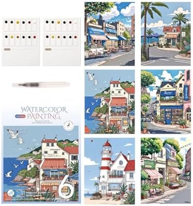 Watercolor Paint Set 12 Colors Beginner Portable Workbook with Pen — view 7