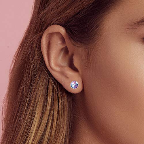 Round Austrian Crystal Stud Earrings for Women Fashion 925 Sterling Silver Hypoallergenic Jewelry2
