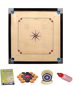 Hanzu Carrom Board Full Size 32"x32" inch Smooth Polish with Coin,Stricker, Powder Free,