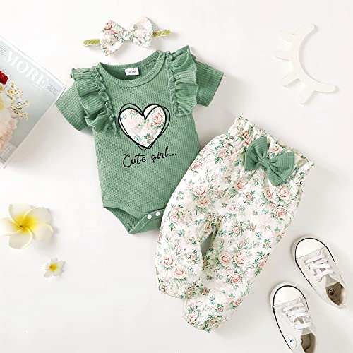 Baby Girl Clothes 6-9 Months Baby Girl Outfit Short Sleeve Ruffle Romper Flower Pink Pants Boutique Summer Girls Baby Clothes 6-12 Months #TOP1