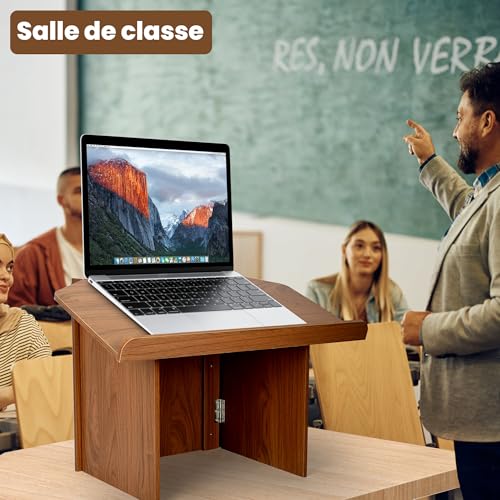 uyoyous Podium für die Kirche klappbarer Notenständer mit Buchständer Tragbares Design aus Holz und Stahl Ständer für Präsentationen im Klassenzimmer Maße: 68 x 38 x 48,4 cm (L x B x H)