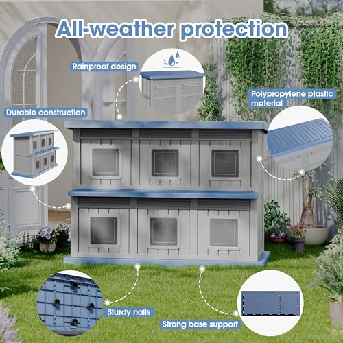 GULAIMOAO Outdoor Cat House Weatherproof, 2 Storey Outdoor Cat Houses for Cats, Sturdy Resin Outside Cat House for Garden，Easy to Clean by GULAIMOAO - Used condition - Image 4