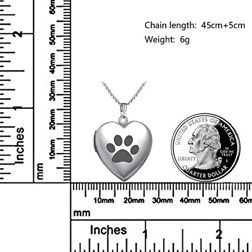 YOUFENG Dog Paw Locket Necklace that Holds Pictures Love Heart Photo Locket Crystals Necklace Pendant Birthday Gifts2