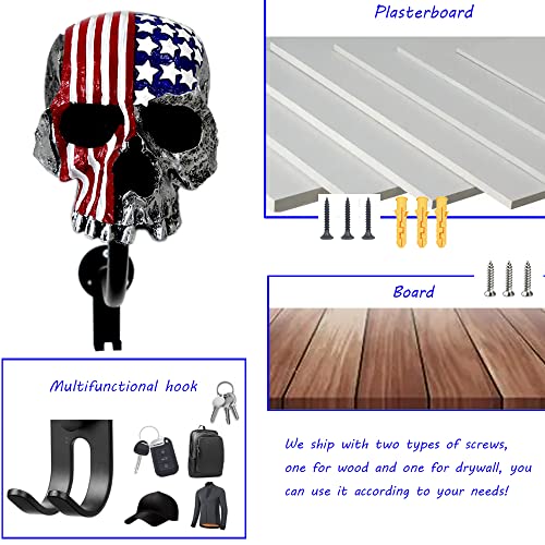 Tooyuart Motorcycle Accessories Helmet Holder Wall Mount,Colour Skull Motorcycle Helmet Rack With 2 Hooks Helmet Hanger For Coats, Caps, Baseballs And Rugby Helmet #TOP4