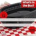 Retro Style Black Fast Food Basket (12Pk) and Red Checkered Liner (120Pk) Combo. Classic 11 In Deli Basket Is Microwavable and Dishwasher Safe. Disposable Paper Squares for Easy Cleanup