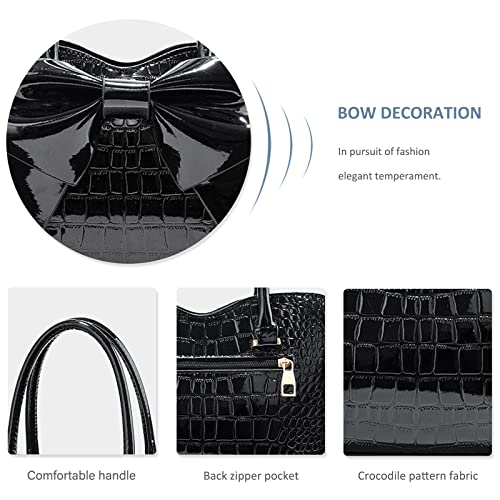 Bolso Tote de cuero patentado para mujer miniatura 6