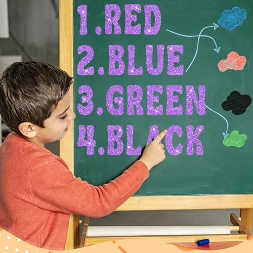 Image of Bulletin Board Letters 129 PCS Glitter Letter Stickers Large 4 Inch, Purple | 12 Sheets,Alphabet Number Stickers,Self-Adhesive,Sticker Letters for Poster Board,Classroom,Display,Mailbox,Craft,Party Decor