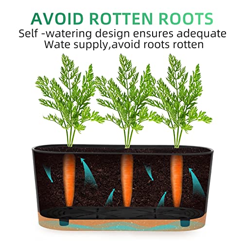 Qcqhdu 2 Pack Window Boxes Planters,16”X 7" Self Watering Pots With Drainage Holes And Trays,Indoor Home Garden Modern Decorative Plant Pot For All House Plants Flowers Herbs (Dark Grey) #TOP2