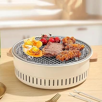 LEVGRY Portable Charcoal Grill Table, Iron Portable BBQ Charcoal Grill, Small Camping Charcoal Grills, Portable Charcoal Stove With Roasting Pan For Home Party Outdoor Camping