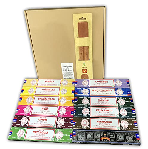 Assortimento Mix Incenso Aromatico + Incensario, 12 confezioni da 15
