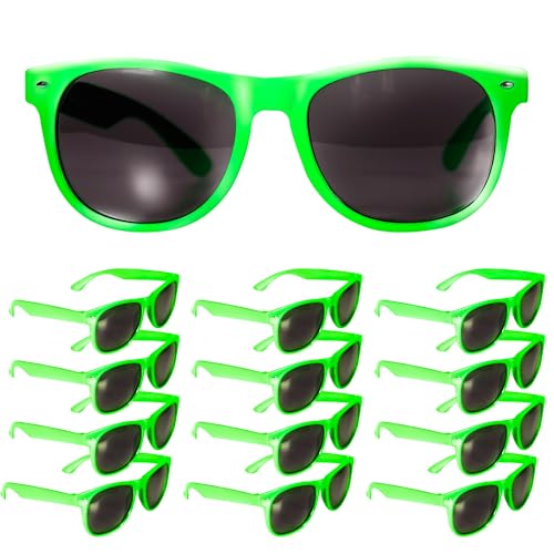 Windy City Novelties Retro Neon Party Sunglasses – 12 Pack Colorful Shades for Adults