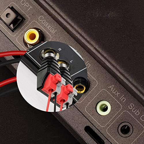 Bfybest 5Pcs Speaker Phono Rca Male To 2 Screw Terminal Female Strip Audio Video Spring Press Type Balum Connector Adapter (Rca M/Av F) #TOP1