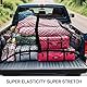 Hochelastisches Gepäcknetz 120x120cm (dehnbar bis 210x210cm) - LKW-Bett-Organizer mit 6 Stahlkarabinern fürs große SUVs, Transporter, Busse, Vans • Ladungssicherung, Einlagige