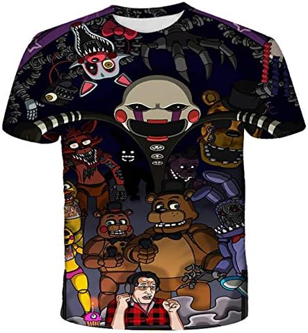 Jilijia Five Nights Game Kids Boys T-Shirt 3D Summer Casual Tops FNAF Anime T-Shirt