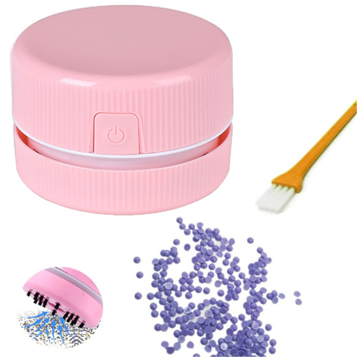 Photo 1 of Huacan Diamond Painting Accessories Vacuum Cleaner Mini Desktop Sweeper Organizer Stray Drill Clean Diamond Art,Pink