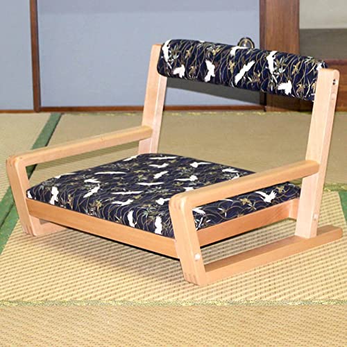 Chaise de sol tatami en bois noble avec accoudoirs fixes
