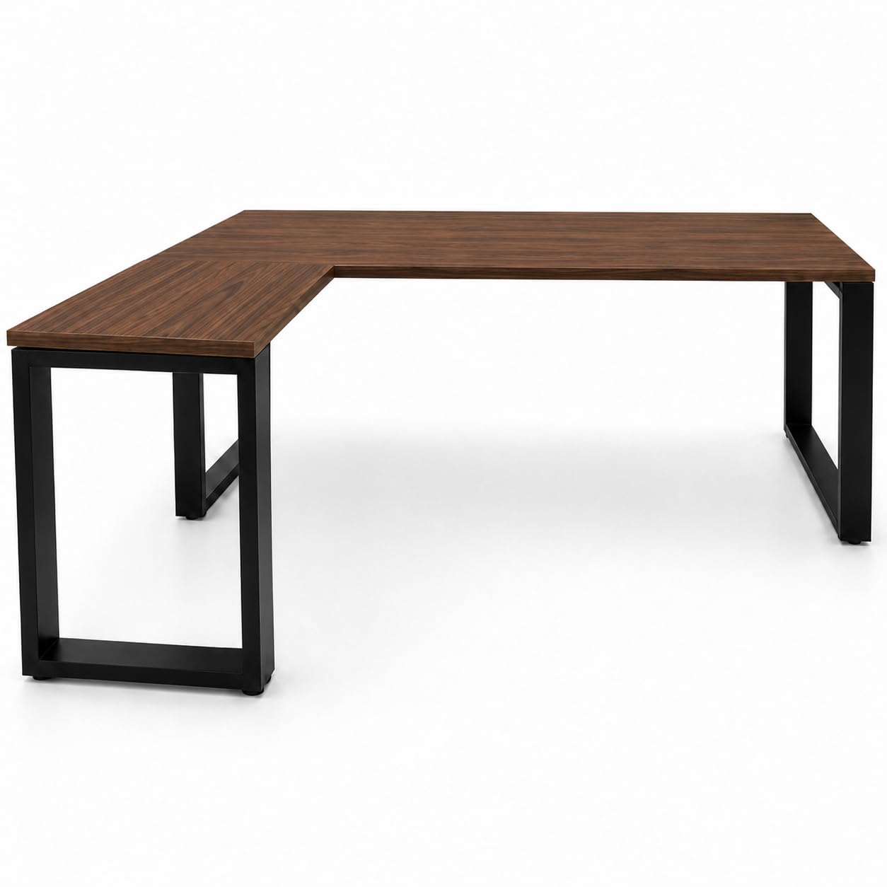Escritorio en L Izquierda para Oficina. Mesa Esquinera con Estructura Metálica Negra. Mesa de Ordenador para Teletrabajo, Estudio y Gaming (140x80, Nogal)