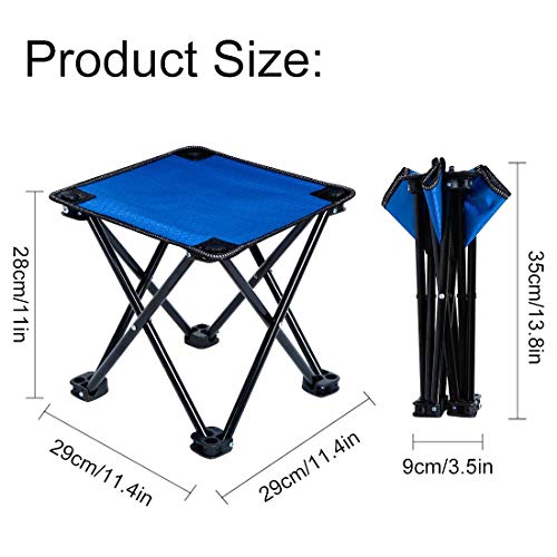 Mini Portable Folding Stool,Outdoor Folding Chair for Camping,Fishing,Travel,Hiking,Garden,Beach, Quickly-Fold Chair Oxford Cloth with Carry Bag (Blue, 11.4) - Thumbnail 5