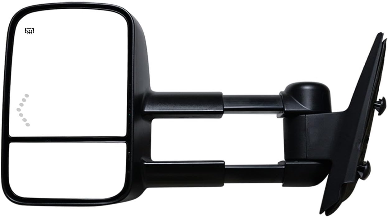 Towing Mirrors Compatible with 2007-2014 Chevy Silverado 1500 2500 3500 Suburban GMC Sierra Yukon with Power Heated Arrow Signal Light Black Side Mirrors Set