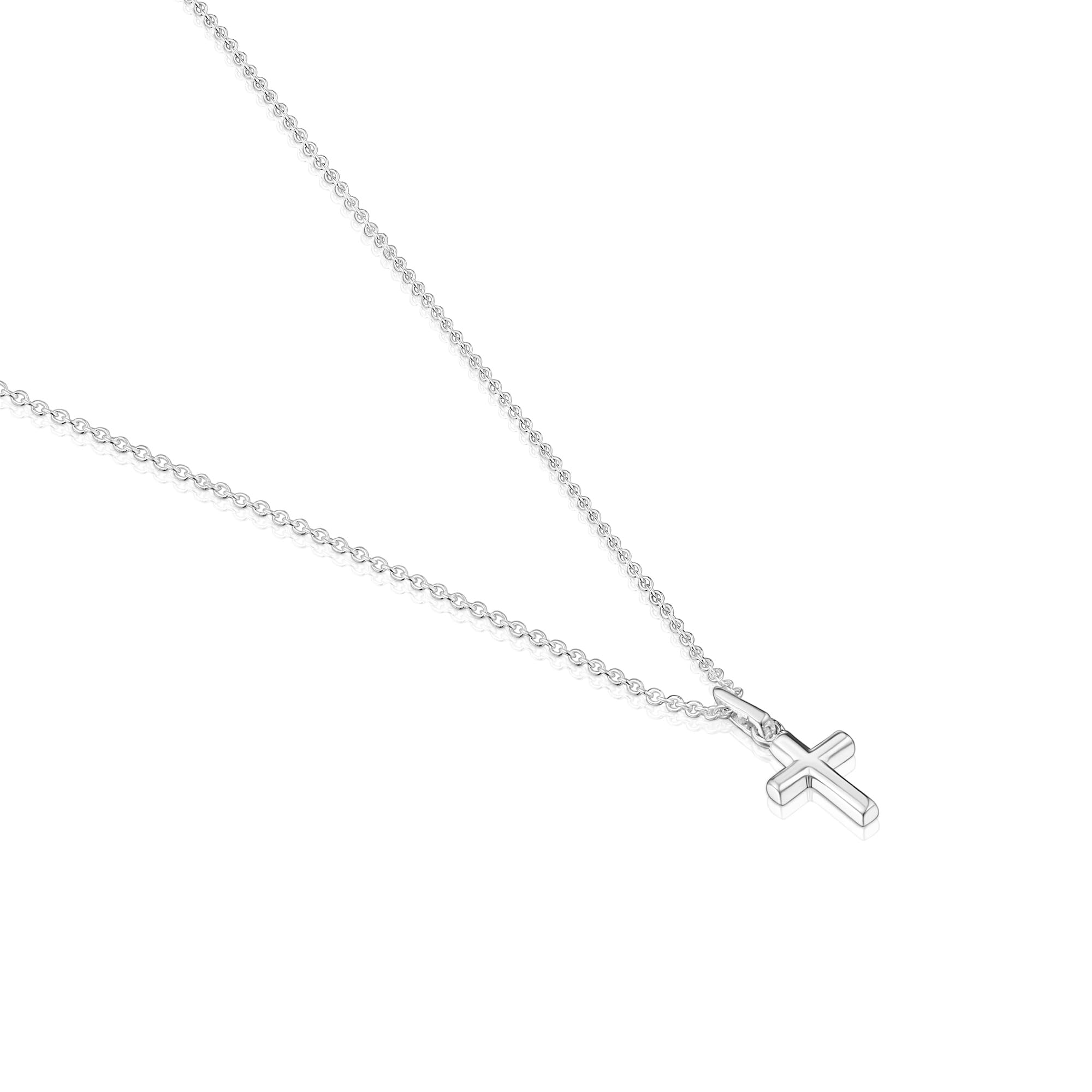 TOUS Collar Corto para Mujer de Plata de Primera Ley y Motivo Cruz, 45 Cm de Largo, Colección Motivos