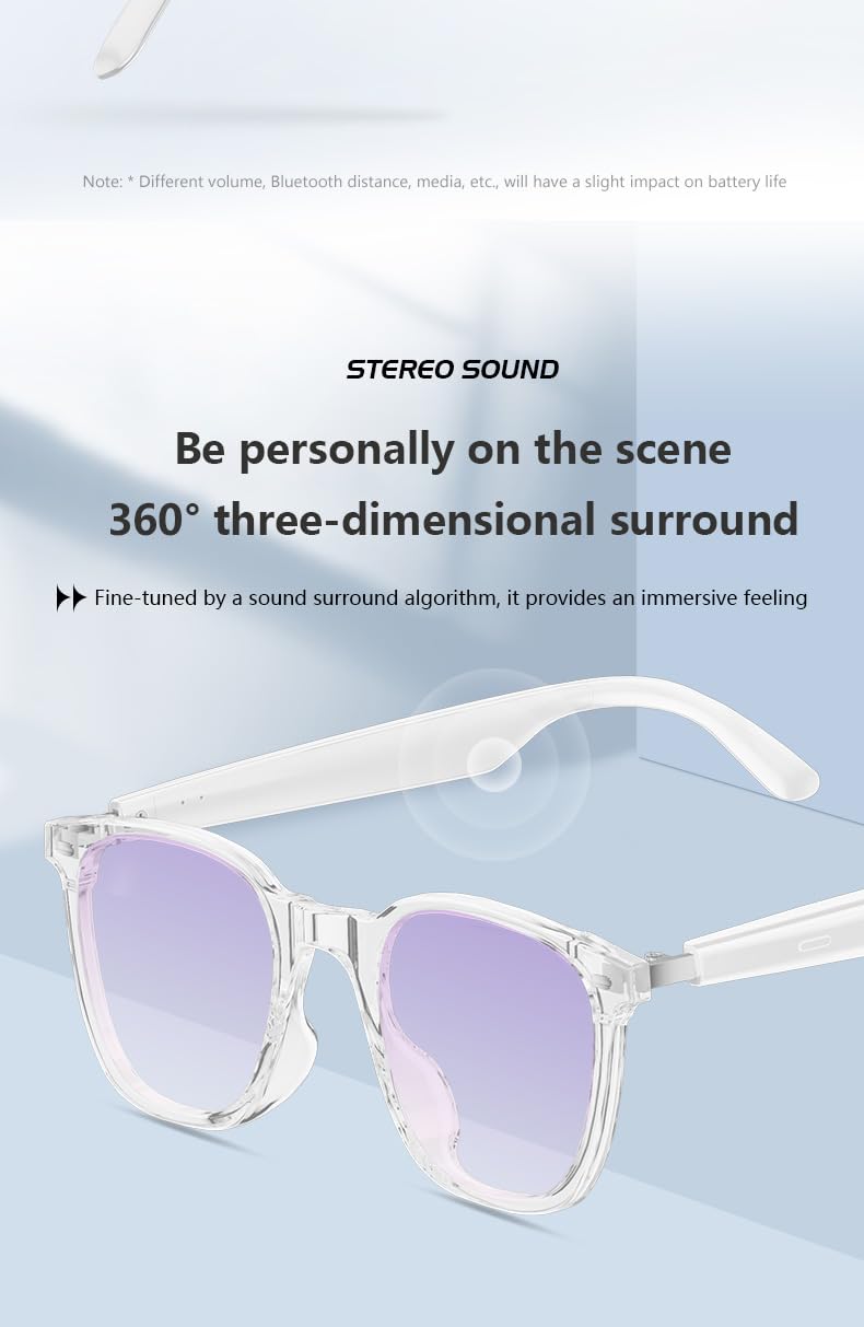 Lunettes Intelligentes avec Caméra 1080p 8 MP, Commande Vocale, Assistant IA, Reconnaissance d'Objets, pour Vlogging, Conférences et Enregistrement Vidéo (Violet)
