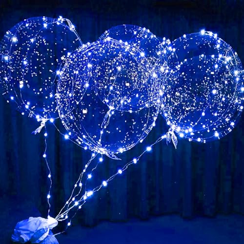 Image of 12pc LED Light up Party Balloons with Batteries, 22 inch Big Size Clear Bobo Balloons for Helium or Air