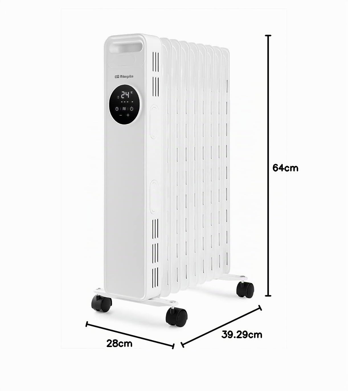 Orbegozo RAD 2000 - Radiador de aceite, 3 potencias, temporizador, pantalla LED, asa, mando a distancia, protección sobrecalentamiento, 2000 W