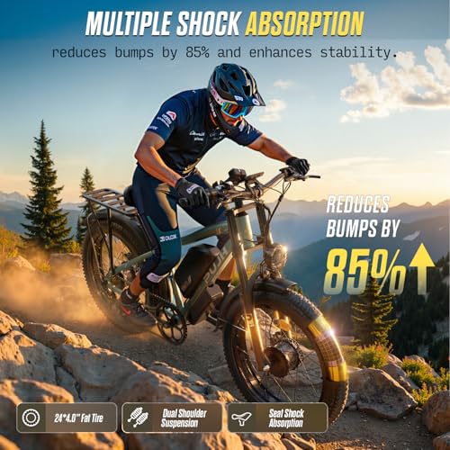 Image of 6000W Dual Motor Electric Bike for Adults,Max 45MPH Up to 100 Miles Range,60V 20Ah Removable Battery with 24 /26 inch Fat Tire Ebike for Men Women,Full Suspension E-Bike for All Terrain PU2
