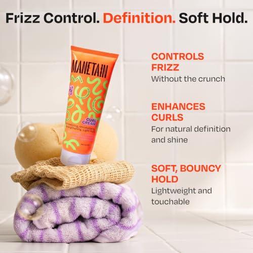 Image of MANETAIN Curl Cream 100ml for Curly & Wavy Hair | Frizz Control, Soft Hold & Moisturizing Styling Cream | Enhances Natural Curls, Reduces Frizz | Sulfate-Free, Paraben-Free, Vegan Hair Care