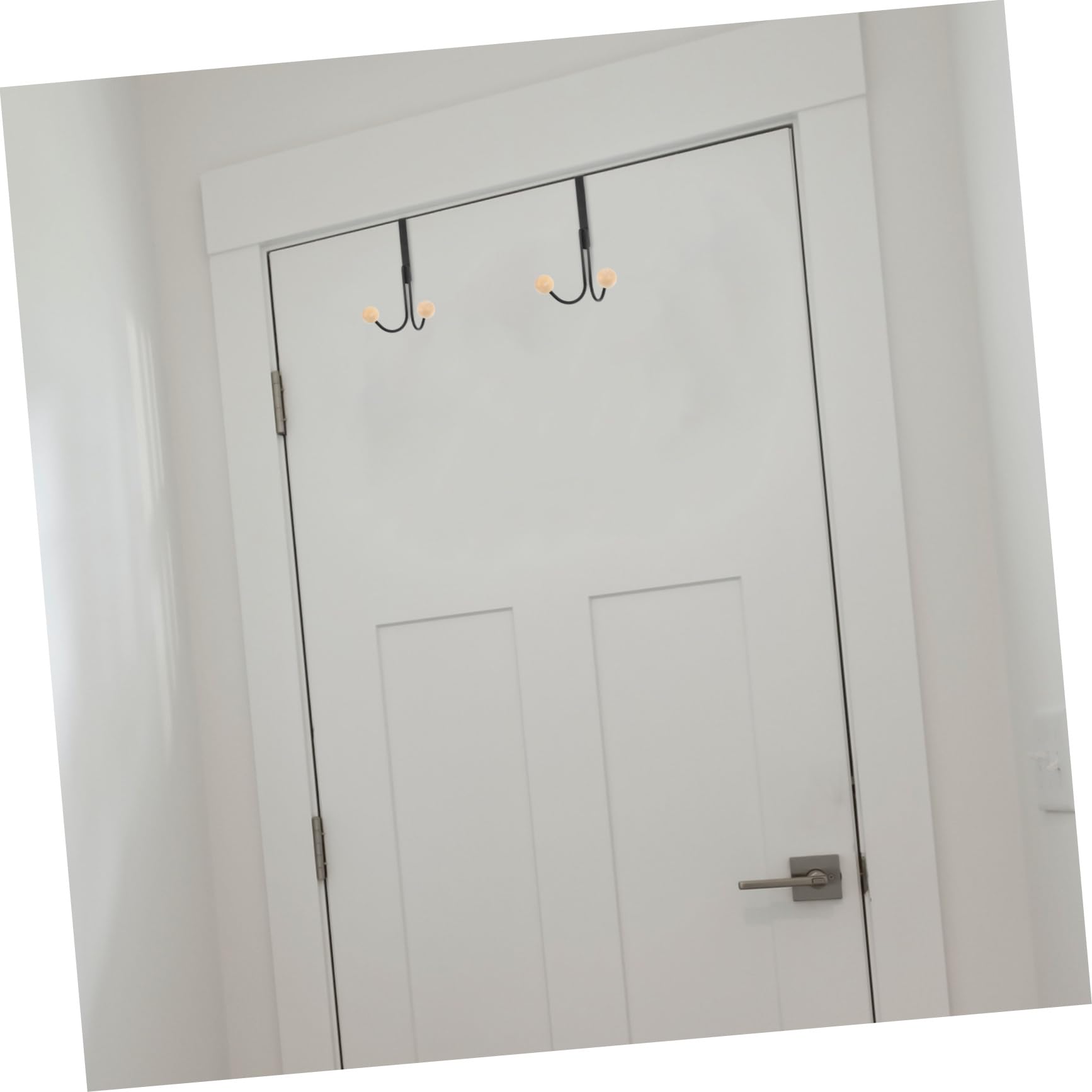 Ciieeo Gancho De Puerta Abrigos Estante Manos Gancho Para Toallas Sobre La Puerta Colgador De Bolso De Armario Sobre Colgadores De Puertas De Madera Negro 2 Piezas X 4