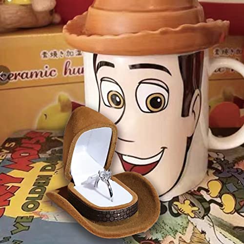 Yipinu Retro Cowboy Hat Jewelry Box |Noble Velvet Engagement Ring Earring Organizer | Western Cowboy Hat Jewelry Box (Brown) #TOP2