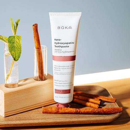 Image of Boka Fluoride Free Toothpaste, Nano Hydroxyapatite Toothpaste, Appropriate for Sensitive Teeth - for Adult, Kids Oral Care - Cinnamon Mint Flavor, 4 Fl Oz 1Pk US Manufactured (Pack of 2)