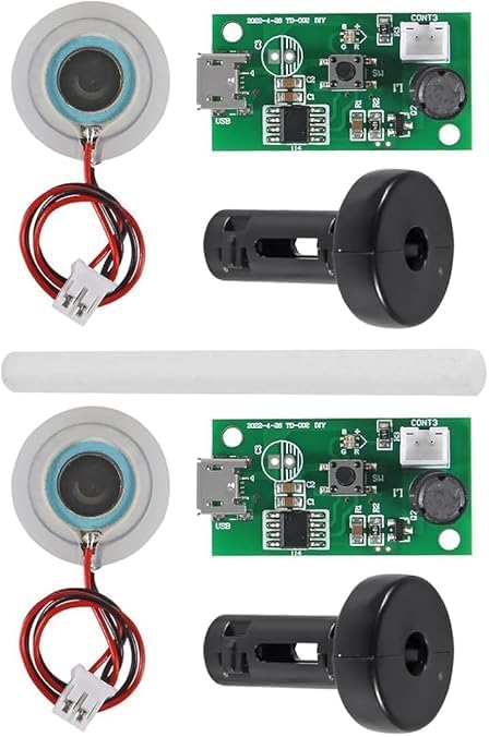 DC 5V USB Ultrasonic Humidifier Atomizing Module 108KHz Spray Diffuser Mist Maker with Micron Aperture and Driver Board for Aromatherapy Air Purifier Pack of 2