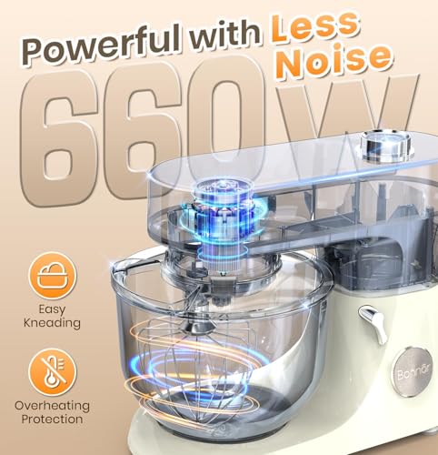 Image of Stand Mixer Set, 6QT Kitchen Mixer with LED Touchscreen, 11-Speed Tilt-Head Mixer with Timer, 4 Preset Menus, Stainless Steel Bowl, Dough Hook, Whisk, Beater,Plus 2QT Ice Cream Maker Attachment