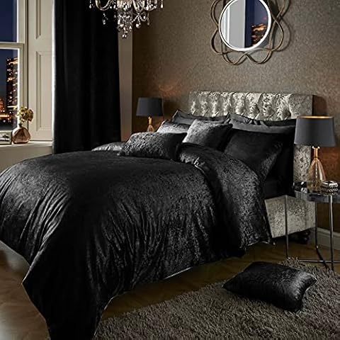 LAURA SECRET HOME Crushed Velvet Duvet Cover with Pillow Case Bedding Set Double King (Charcoal, King) Cover