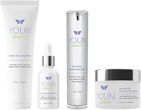 YOUN Beauty 2 Minutes 5 Years Younger Skin Care System by Dr. Anthony Youn – Anti-Aging Skincare Set: Vitamin C Serum, Retinol Moisturizer, Green Tea Facial Cleanser & Wash-Off Exfoliating Cream