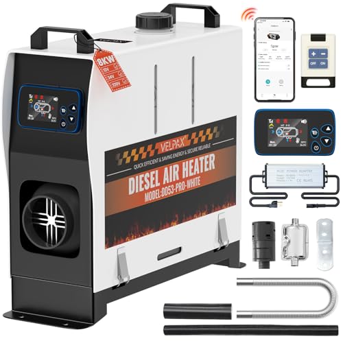 Calentador Diésel Portátil Todo en Uno 220 V 8KW,Calentador de Aire Diesel 0,18-0,48 L/h, LCD de Control Remoto,Control por Aplicación Bluetooth Control,Adecuado para automóviles, Camiones, Barcos