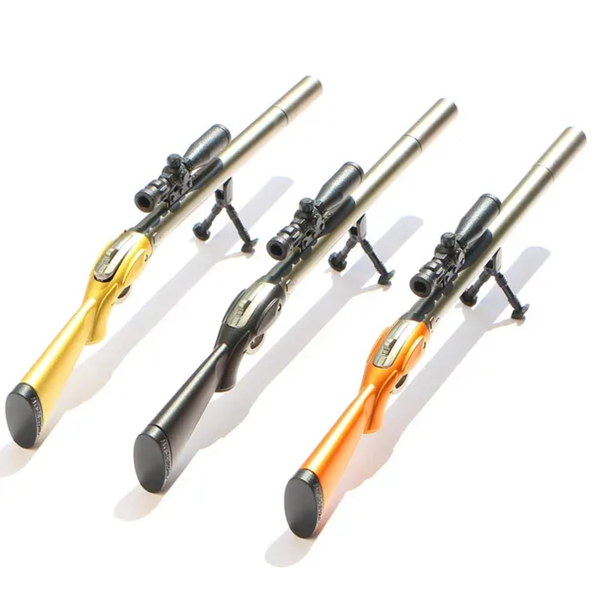 Chrome Cool Gun Shape Ballpoint Pen - 3 Pack,0.38mm Medium Point,Black Ink,Sniper Riffle Gel Pen for Kids Office School Supply Students Stationery Boy Birthday Present Gift Pen for Men