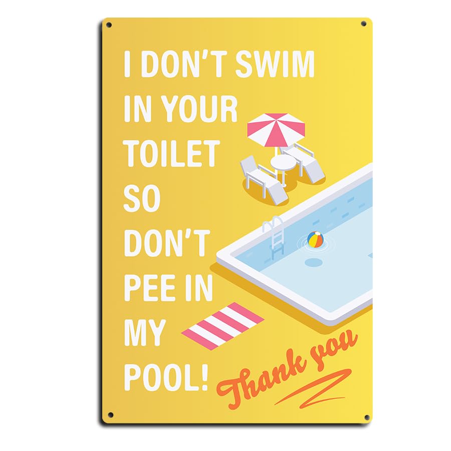 Cartel metálico decorativo para piscina 12x8 pulg miniatura 1