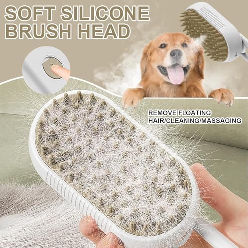 Katzenbürste mit Dampf, 3-In-1 Dampfbürste Katze, Multifunktionale Hundedampfbürste, Dampfbürste für Katzen, Steamy Cat Brush, für Katzen und Hunde zur Massage, Pflege Und Haarentfernung