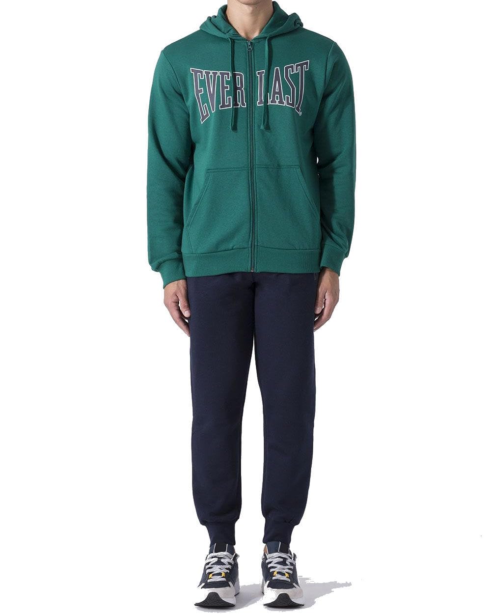 Everlast tuta da ginnastica per uomo completo sportivo in cotone felpato set per sport e tempo libero o palestra (IT, Testo, S, Regular, Regular, Verde/Blu capp.) | Felpato