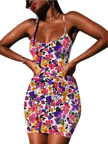 Image of Nimsruc Women Sexy Bodycon Mini Dress Summer Short Backless Spaghetti Strap Dresses