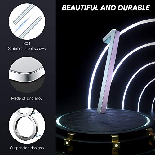 5 Inch Silver House Number Zinc Alloy Number Christmas Delicate Modern Number Garden Door Mailbox Decor Number with… - Image 3