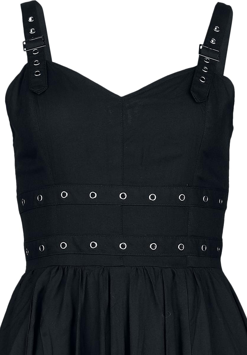 Gothicana by EMP Damen schwarzes mittellanges Kleid mit Schnallen