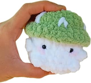 Handmade Crochet Green Mushroom Plush – Cute Amigurumi Mushroom Stuffed Animal, Soft Cozy Decorative Plush Toy, Gift for Kids & Collectors