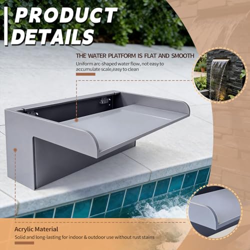 LONGRUNNEW Pool Fountain, Transparent Acrylic Pool Waterfall Spillway with Pipe Connector Kits for Outdoor Decorative, 35.4 Inches Pool Water Feature for Garden Patio, Backyard Koi Pond Decor by LONGRUNNEW - Image 5